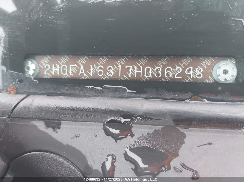 2007 Honda Civic Dx VIN: 2HGFA16317H036298 Lot: 12468692