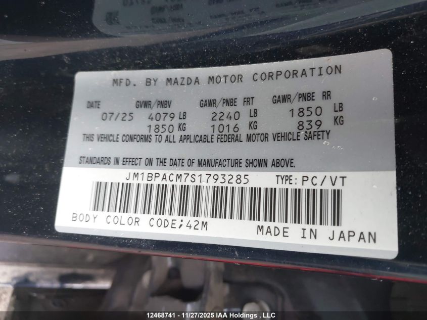 2025 Mazda 3 Preferred VIN: JM1BPACM7S1793285 Lot: 12468741