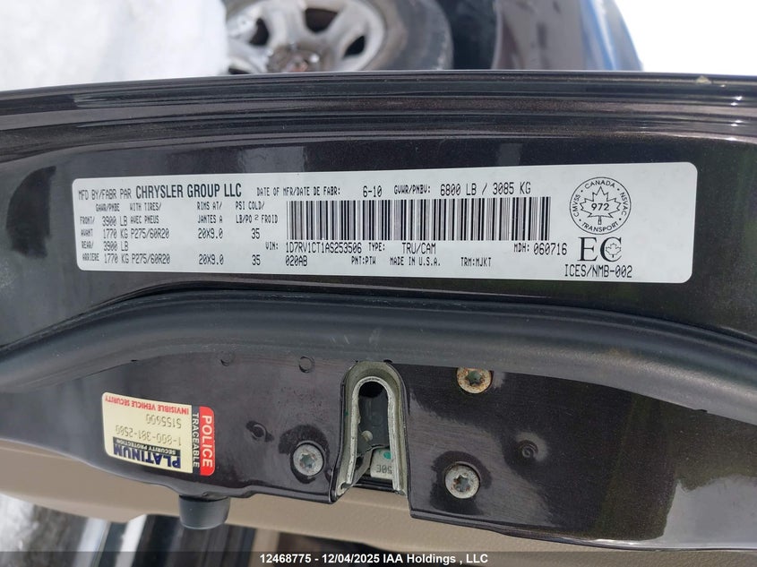 1D7RV1CT1AS253506 2010 DODGE RAM photo no. 9