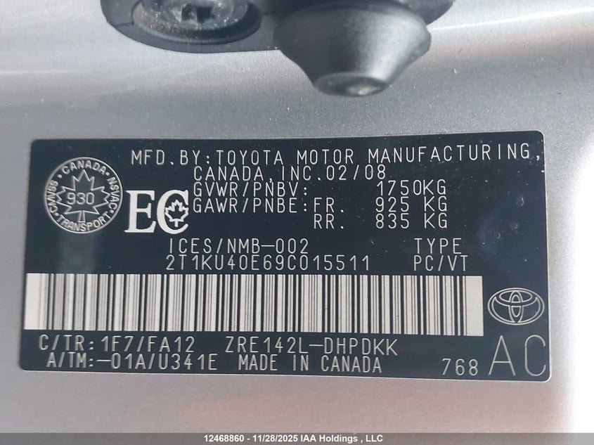 2T1KU40E69C015511 2009 TOYOTA MATRIX photo no. 9