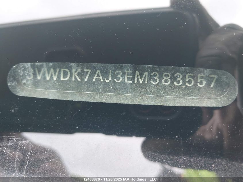 2014 Volkswagen Jetta Se VIN: 3VWDK7AJ3EM383557 Lot: 12468870