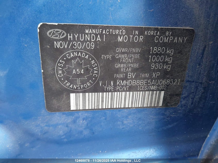 KMHDB8BE5AU068321 2010 HYUNDAI ELANTRA photo no. 9
