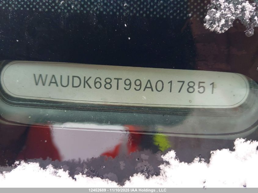 2009 Audi A5 3.2L VIN: WAUDK68T99A017851 Lot: 12452689X