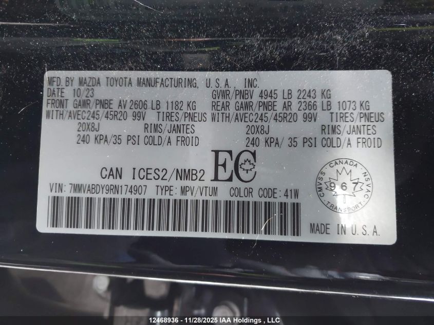 2024 Mazda Cx-50 Gt W/Turbo/Meridian Edition VIN: 7MMVABDY9RN174907 Lot: 12468936