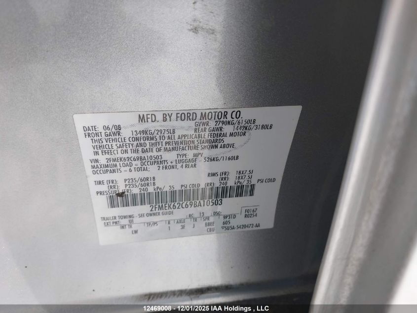 2009 Ford Flex VIN: 2FMEK62C69BA10503 Lot: 12469008