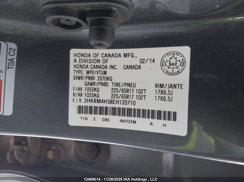 2HKRM4H58EH120710 2014 HONDA CR-V photo no. 9