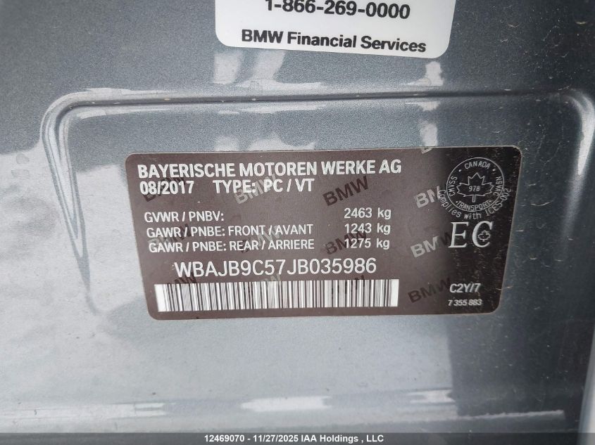 2018 BMW M550Xi VIN: WBAJB9C57JB035986 Lot: 12469070