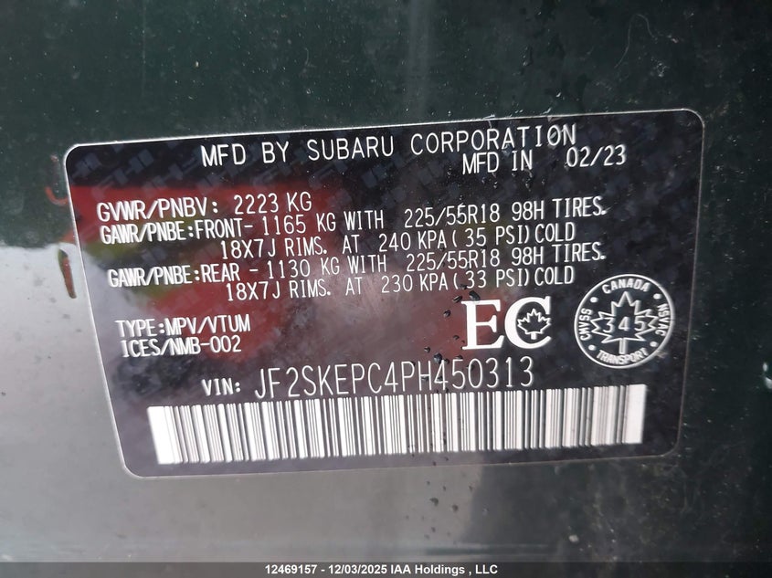 JF2SKEPC4PH450313 2023 SUBARU FORESTER photo no. 9