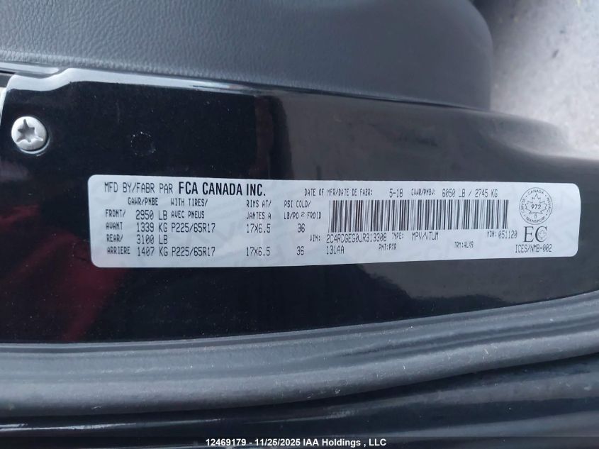 2018 Dodge Grand Caravan Gt VIN: 2C4RDGEG0JR313308 Lot: 12469179