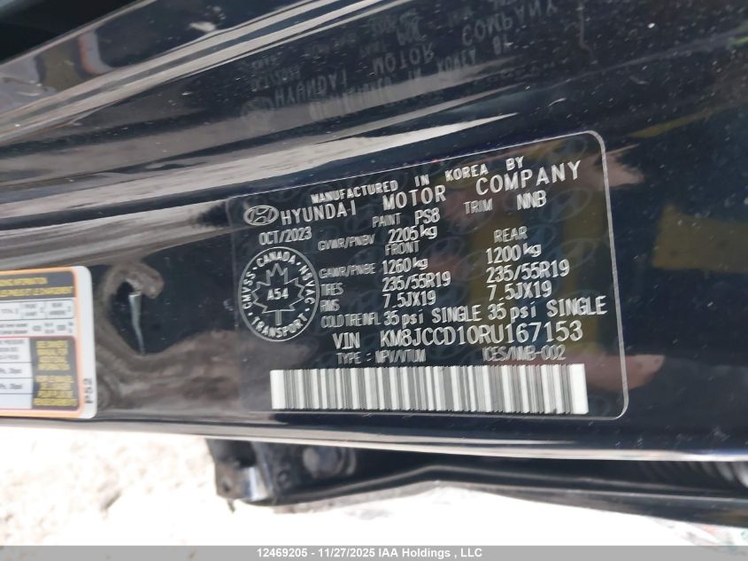 2024 Hyundai Tucson Hybrid VIN: KM8JCCD10RU167153 Lot: 12469205