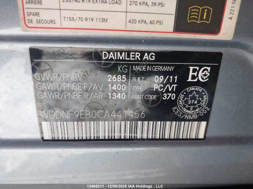 2012 Mercedes-Benz S 550 4Matic VIN: WDDNF9EB0CA441456 Lot: 12469211