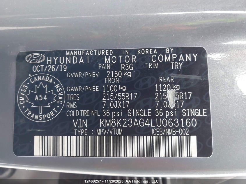 2020 Hyundai Kona Electric Preferred VIN: KM8K23AG4LU063160 Lot: 12469257