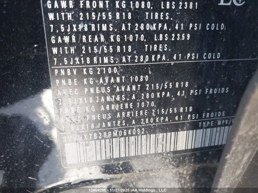 2024 Volkswagen Taos Se VIN: 3VVUX7B28RM064092 Lot: 12469295