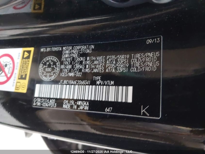 2014 Lexus Rx 450 VIN: JTJBC1BA6E2068341 Lot: 12469430