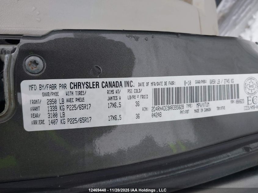 2010 Dodge Grand Caravan Se VIN: 2D4RN4DE9AR395828 Lot: 12469448