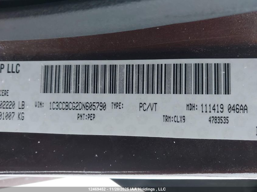 2013 Chrysler 200 Limited VIN: 1C3CCBCG2DN605790 Lot: 12469452