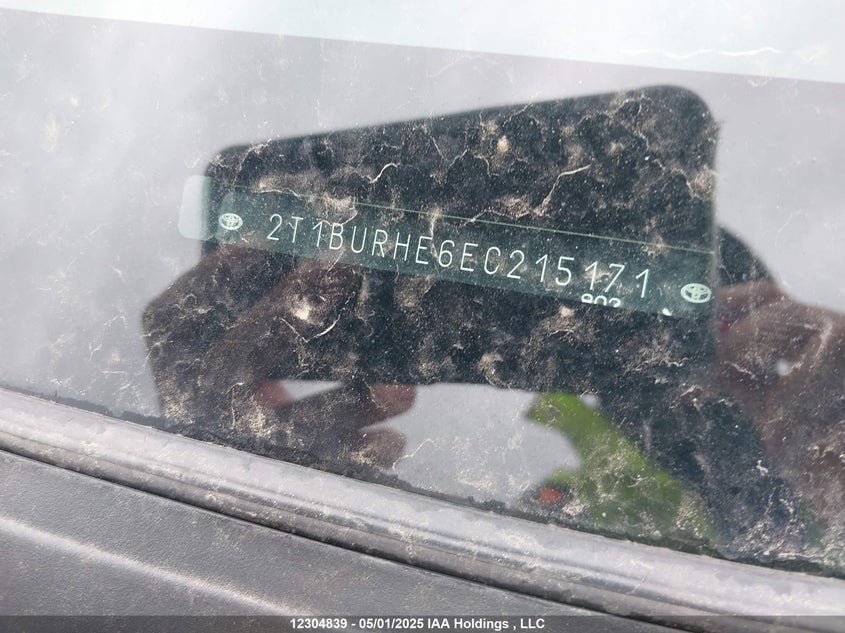 2014 Toyota Corolla L/Le/Le Pls/Prm/S/S Pls VIN: 2T1BURHE6EC215171 Lot: 12304839X