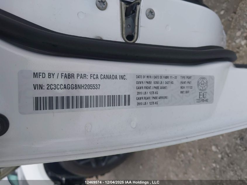 2022 Chrysler 300 S VIN: 2C3CCAGG8NH205537 Lot: 12469574