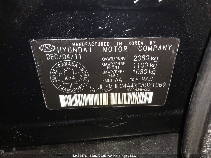 KMHEC4A4XCA021969 2012 HYUNDAI SONATA photo no. 19