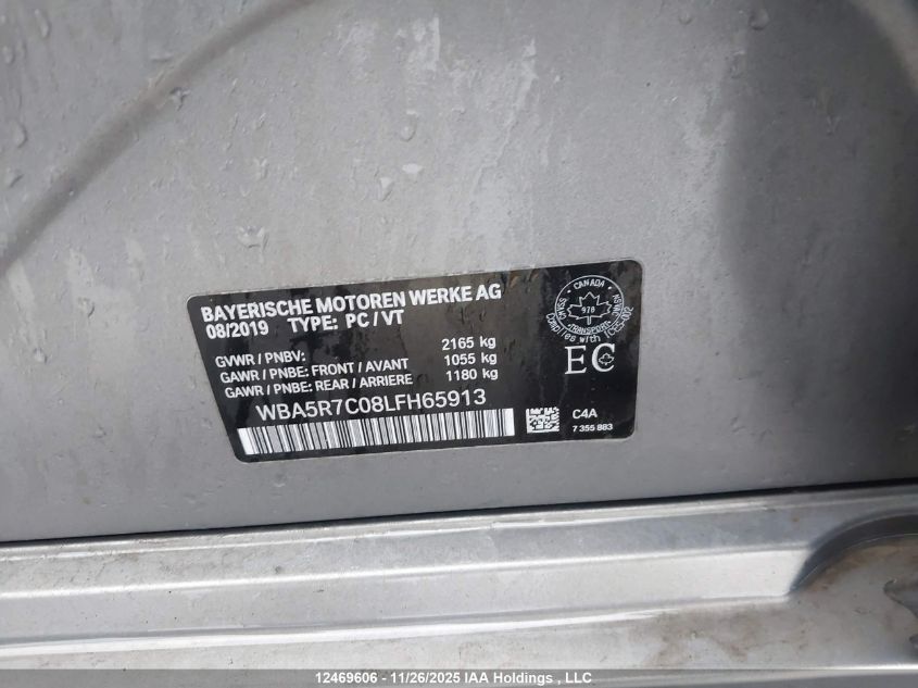 2020 BMW 330I xDrive VIN: WBA5R7C08LFH65913 Lot: 12469606