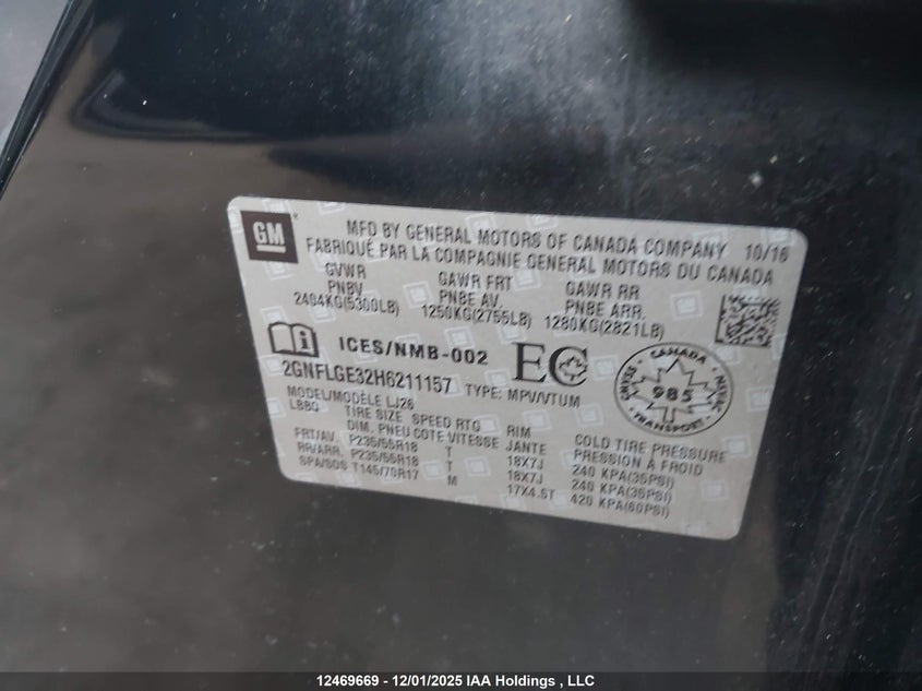 2GNFLGE32H6211157 2017 CHEVROLET EQUINOX photo no. 9