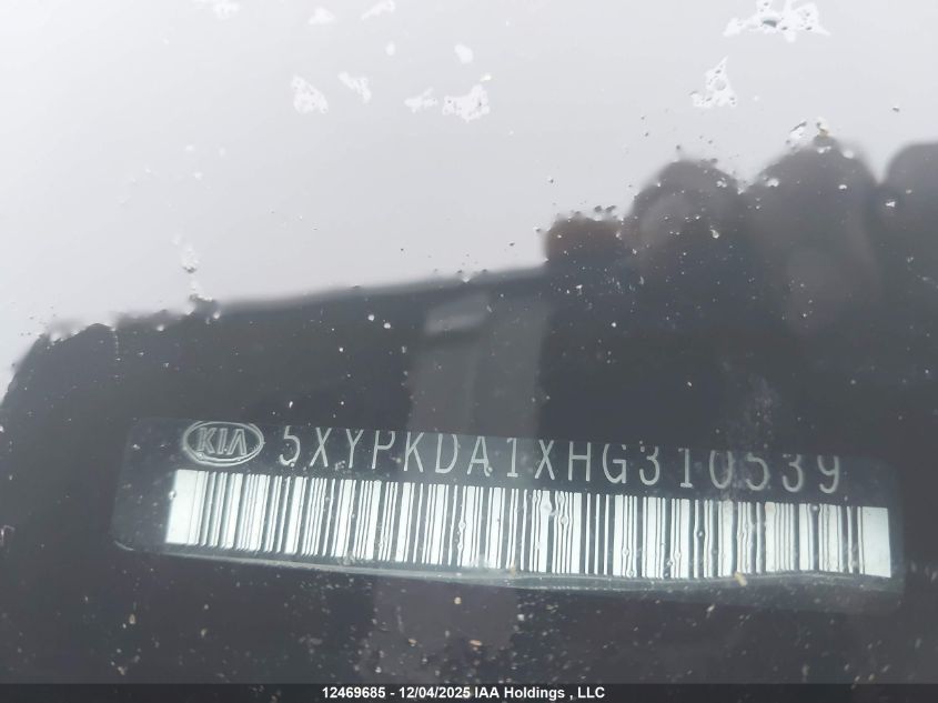 2017 Kia Sorento 2.0L Sx VIN: 5XYPKDA1XHG310539 Lot: 12469685