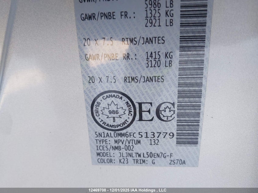5N1AL0MM6FC513779 2015 INFINITI QX60 photo no. 9