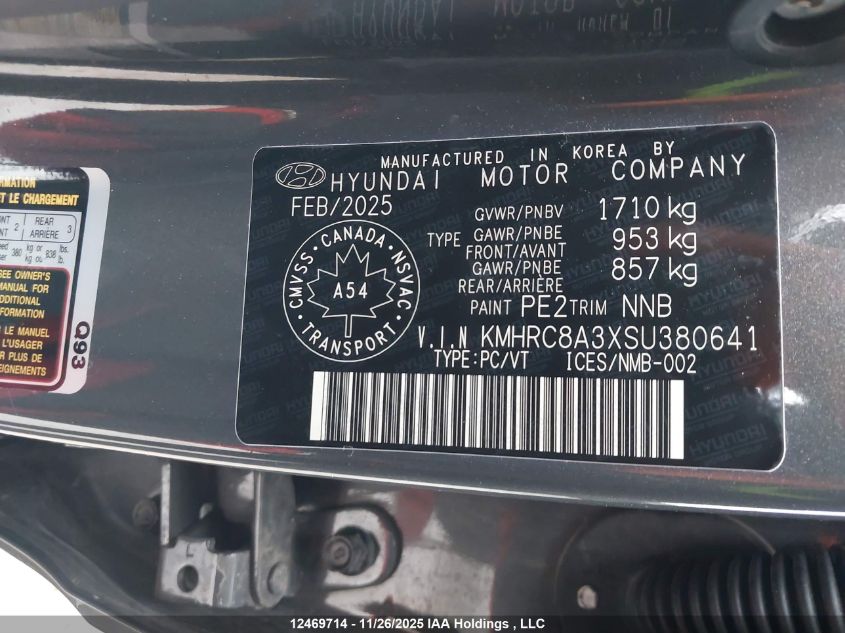 2025 Hyundai Venue Preferred VIN: KMHRC8A3XSU380641 Lot: 12469714