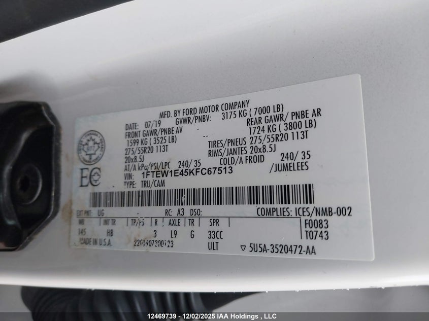 1FTEW1E45KFC67513 2019 FORD F-150 photo no. 9