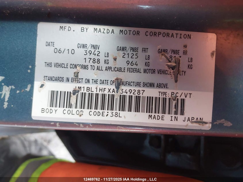 JM1BL1HFXA1349287 2010 MAZDA 3 photo no. 9