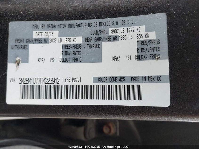 3MZBM1U77FM223942 2015 MAZDA 3 photo no. 9