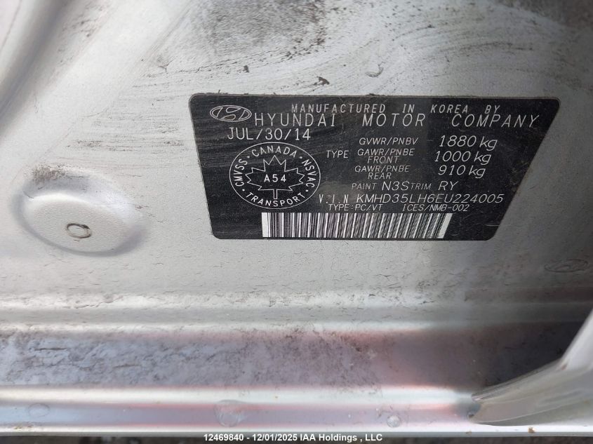 2014 Hyundai Elantra VIN: KMHD35LH6EU224005 Lot: 12469840