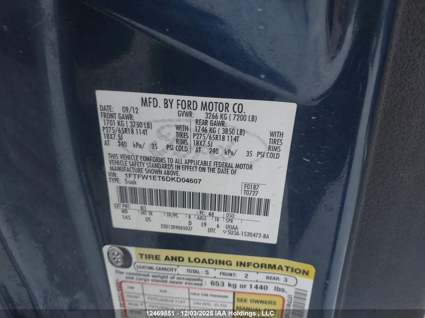 1FTFW1ET6DKD04607 2013 FORD F-150 photo no. 9