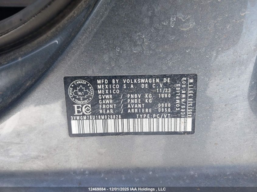 2024 Volkswagen Jetta Highline VIN: 3VWGM7BU1RM028828 Lot: 12469884