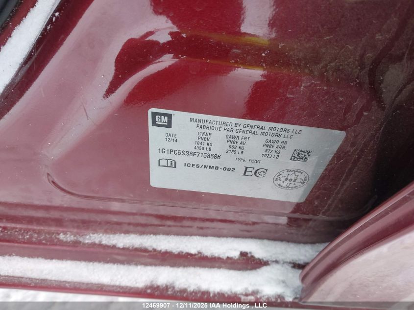 2015 Chevrolet Cruze 1Lt VIN: 1G1PC5SB8F7153686 Lot: 12469907