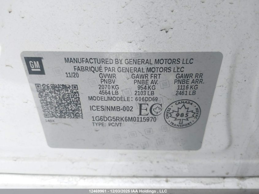 2021 Cadillac Ct4 Sport VIN: 1G6DG5RK6M0115970 Lot: 12469961