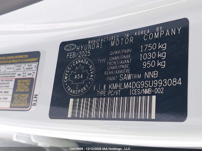 2025 Hyundai Elantra Sel Sport VIN: KMHLM4DG9SU993084 Lot: 12470009