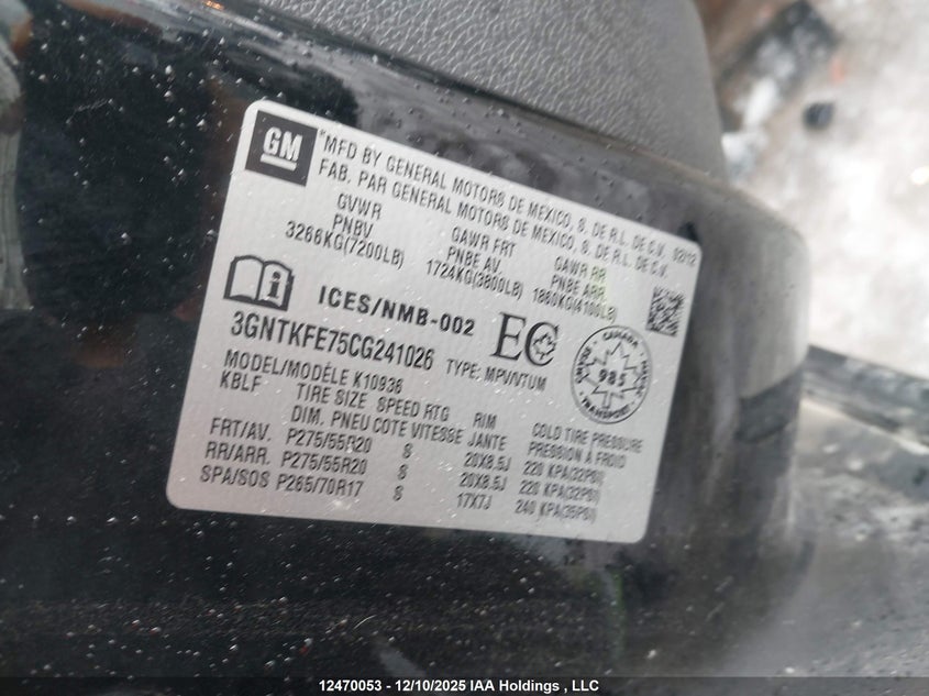 3GNTKFE75CG241026 2012 CHEVROLET AVALANCHE photo no. 9
