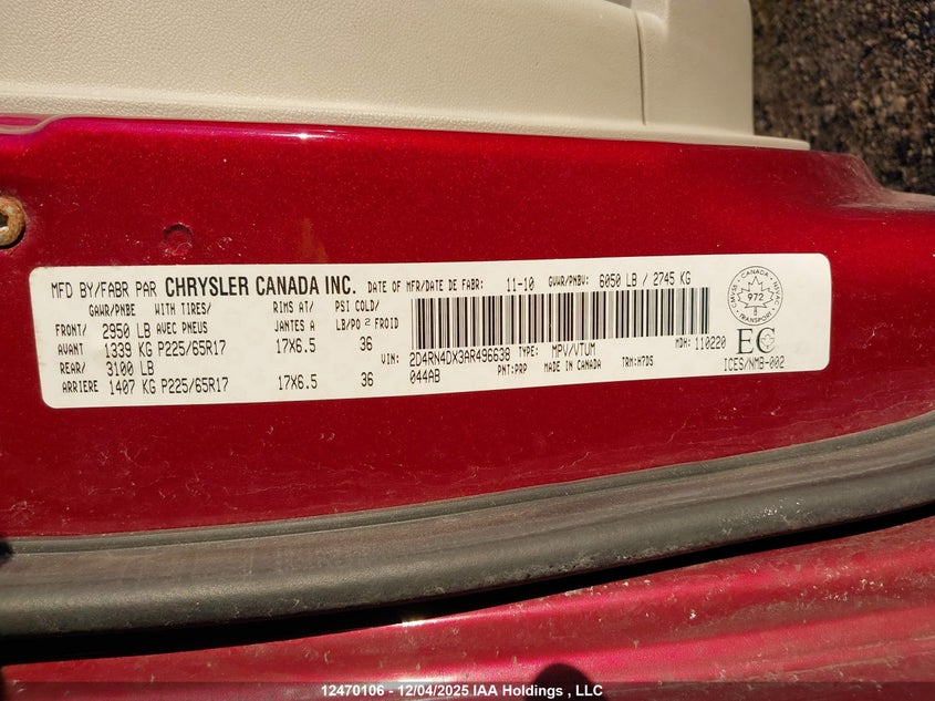 2D4RN4DX3AR496638 2010 DODGE CARAVAN photo no. 9