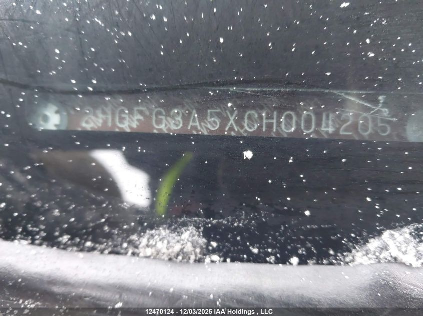 2012 Honda Civic Lx VIN: 2HGFG3A5XCH004205 Lot: 12470124