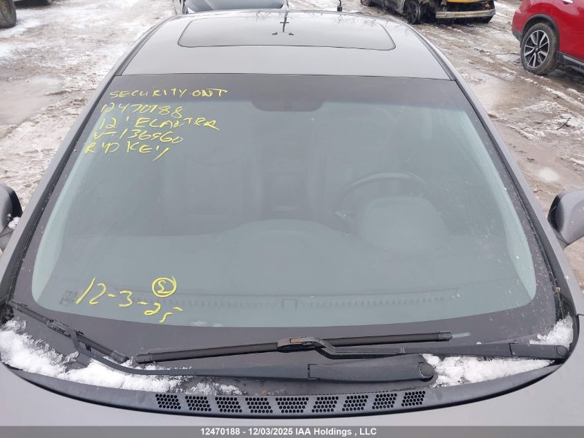 2012 Hyundai Elantra Limited VIN: 5NPDH4AE4CH136960 Lot: 12470188