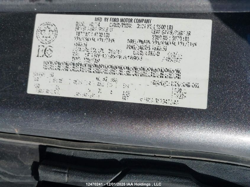 2015 Ford Transit-150 VIN: 1FTNE1ZM9FKA18903 Lot: 12470241