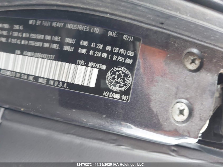 4S4WX9JD8B4402237 2011 SUBARU TRIBECA photo no. 19