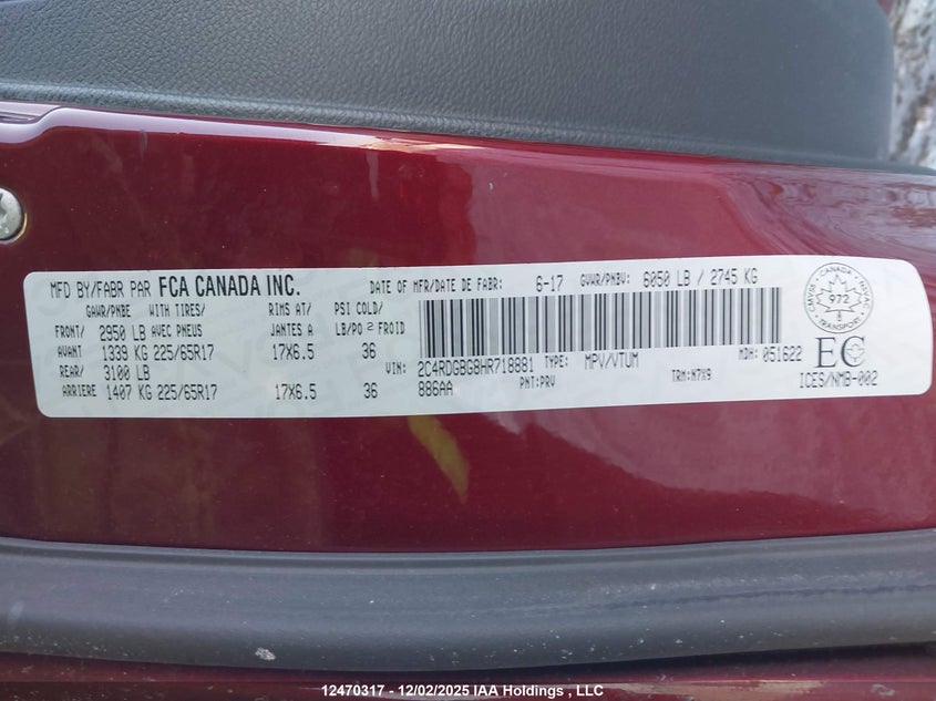 2C4RDGBG8HR718881 2017 DODGE CARAVAN photo no. 9
