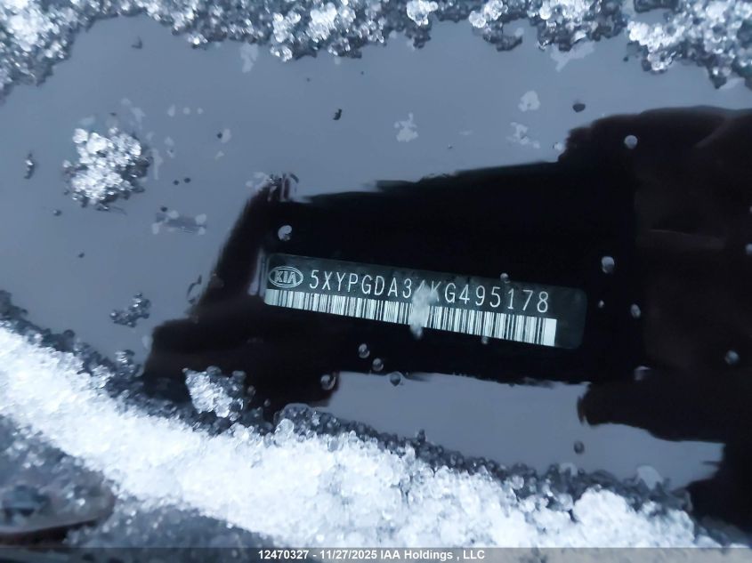 2019 Kia Sorento 2.4L Lx VIN: 5XYPGDA34KG495178 Lot: 12470327