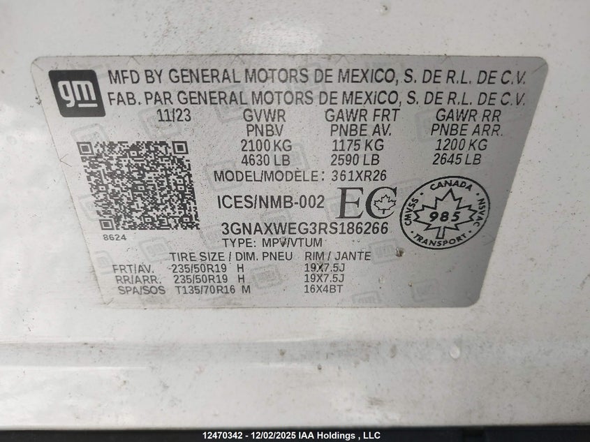 3GNAXWEG3RS186266 2024 CHEVROLET EQUINOX photo no. 9