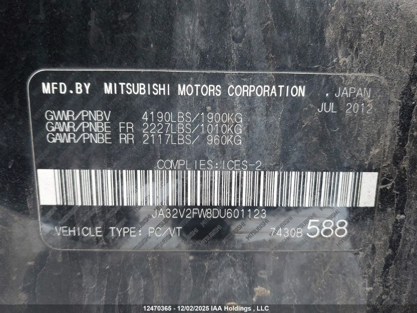 2013 Mitsubishi Lancer Se VIN: JA32V2FW8DU601123 Lot: 12470365