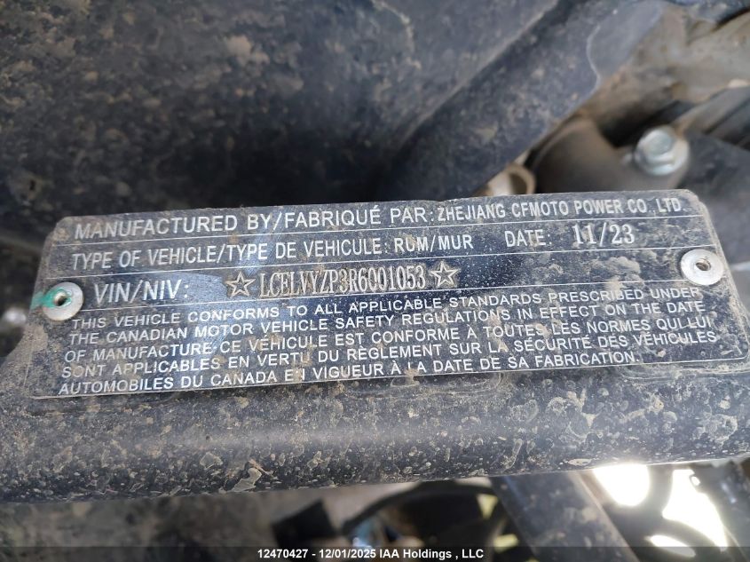 2024 Cf Moto Zforce 800 Trail VIN: LCELVYZP3R6001053 Lot: 12470427