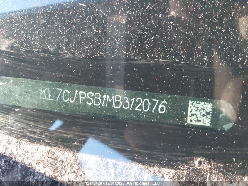 2021 Chevrolet Trax 1Lt VIN: KL7CJPSB1MB312076 Lot: 12470428