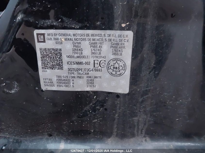 2018 GMC Sierra 1500 Denali VIN: 3GTU2PEJ7JG478693 Lot: 12470437